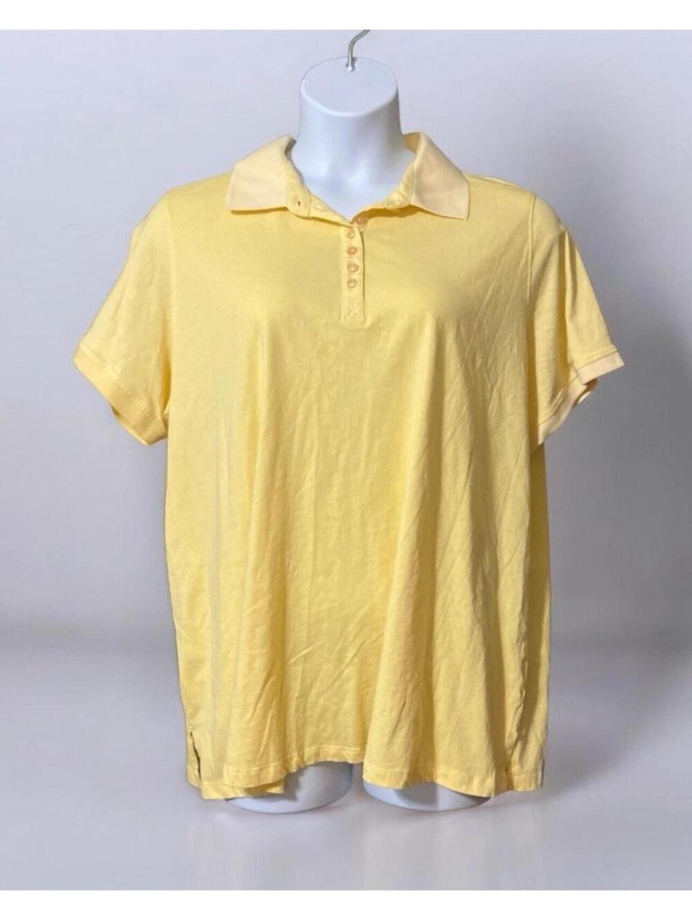 Women Woman Within Yellow Short Sleeve Cotton Pullover Polo Shirt Sz 2X